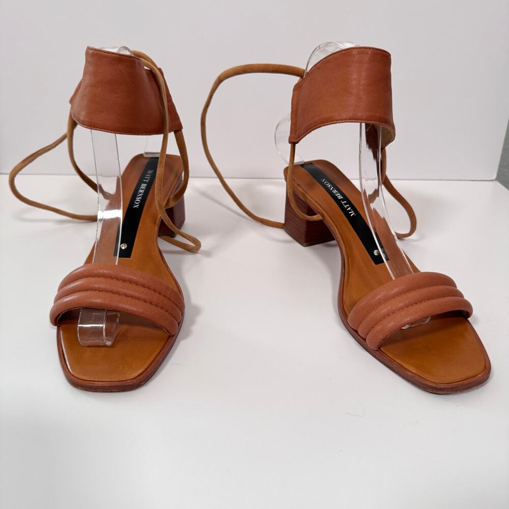 Matt Bernson Womens Ankle Strap Leather Sandals Size 7 Neutral Boho Brown